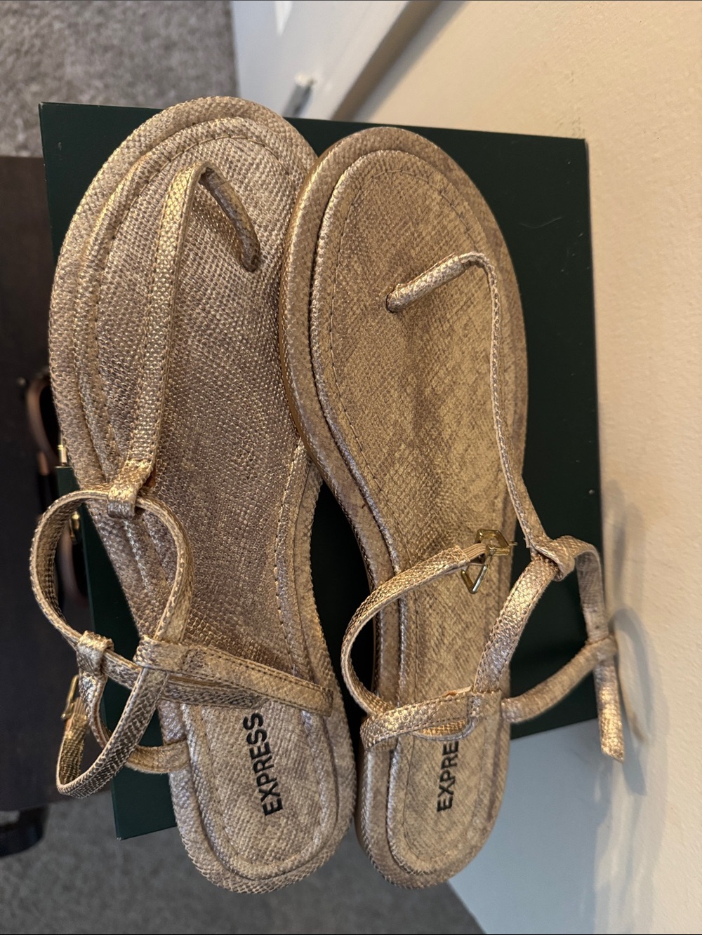Express Women’s Champagne Gold Strappy Sandals